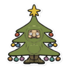 Sticker moustachu déguisé en sapin de Noël